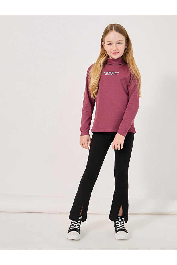Front Split Detail Solid Leggings - 2