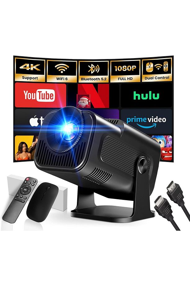 Mini Projektör, 4K FHD 1920x1080P 180° Taşınabilir Projektör, 2.4/5G WiFi ve BT 5.0, Android ve iOS - 1