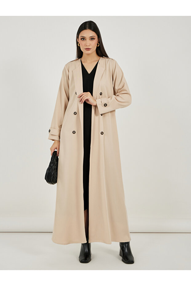 Coat Style Twill Abaya with Buttons