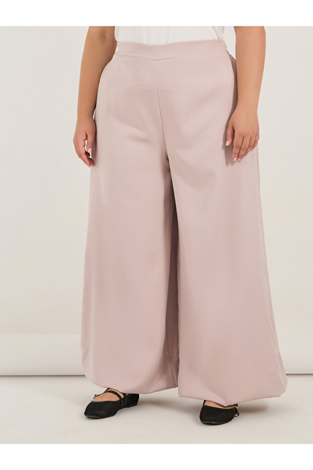 بنطلون واسع الساق عالي الخصر بمقاس كبير - 2