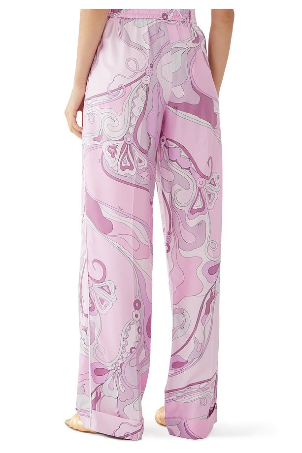 Orkide Desenli İpek Twill Pantolon - 3