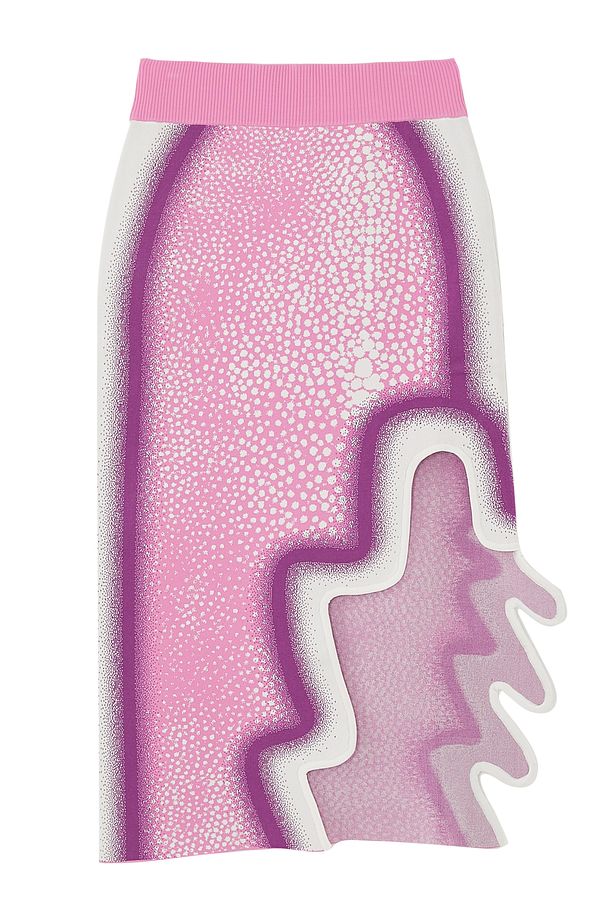 Renkli Midi Etek - Pembe - 1