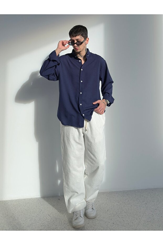 Oversize Keten Gömlek - 1