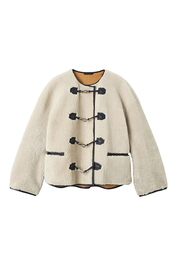Teddy Shearling Klipsli Ceket - 1