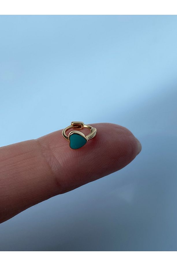 Kalp Okyanus  Mavi Renk Tragus Helıx Lobe Kıkırdak Piercing 6 mm - 2