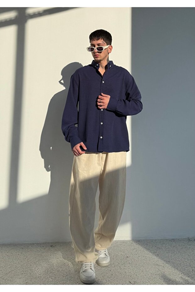 Oversize Keten Gömlek - 3