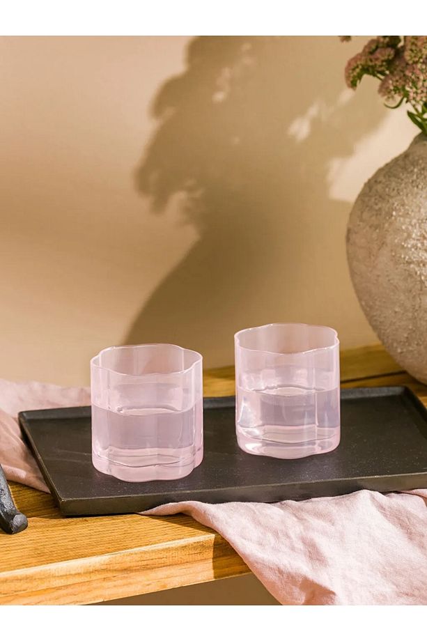 LCW HOME Pembe Dekoratif Cam Su Bardağı 2'li 260 Ml - 1