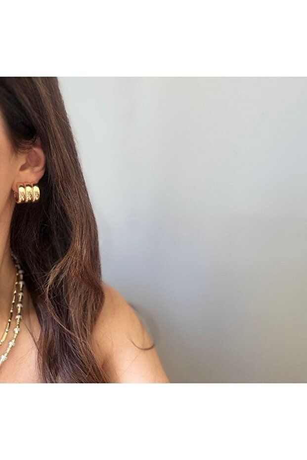 Çelik 3 bombeli küpe - 4