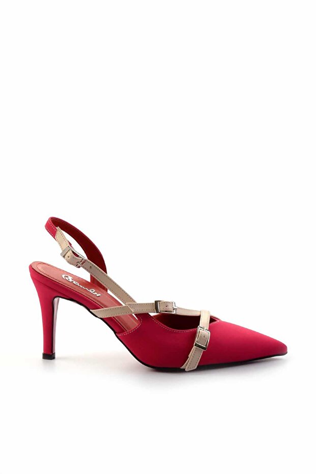 Fuchsia Beige Nubuck Women's Classic Heeled Shoes01455018501