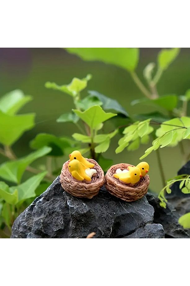 Yumurtalı Yuva Ve Kuş Figürü – Teraryum Ve Dekoratif Biblo Aksesuar - 6