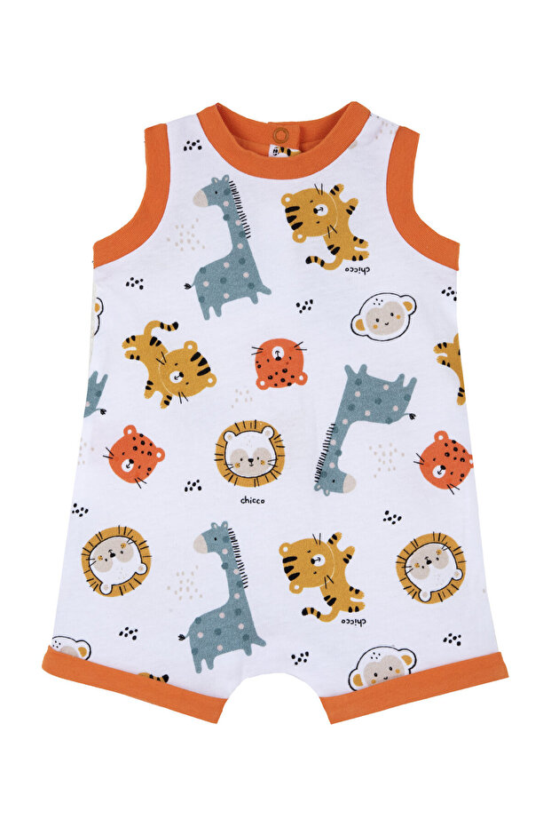 Kurzer Overall mit Tiermuster - 1