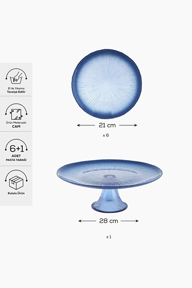 Resif 7 Parça Pasta/Tatlı Seti Mavi - 2
