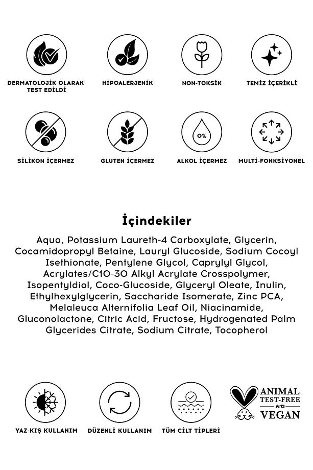 Sivilce & Akne & Siyah Nokta Karşıtı Yüz Temizleme Jeli | Niacinamide Çay Ağacı Yağı | 400 ML - 4