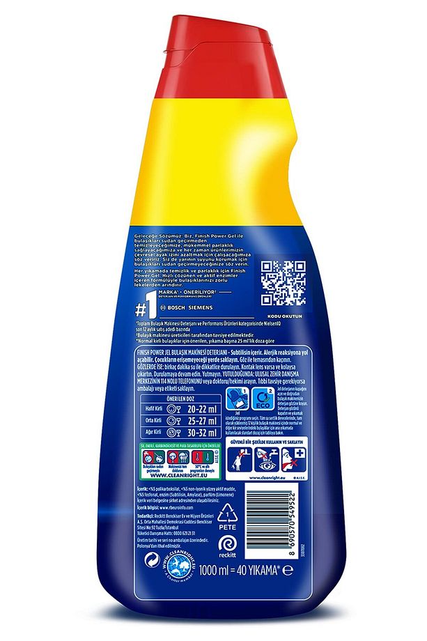 Hepsi Bir Arada Konsantre Jel 1000 ml Limon Bulaşık Makinesi Deterjanı - 8