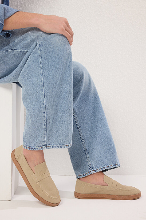 Beżowe mokasyny męskie TAKSS25LA00019 - 1