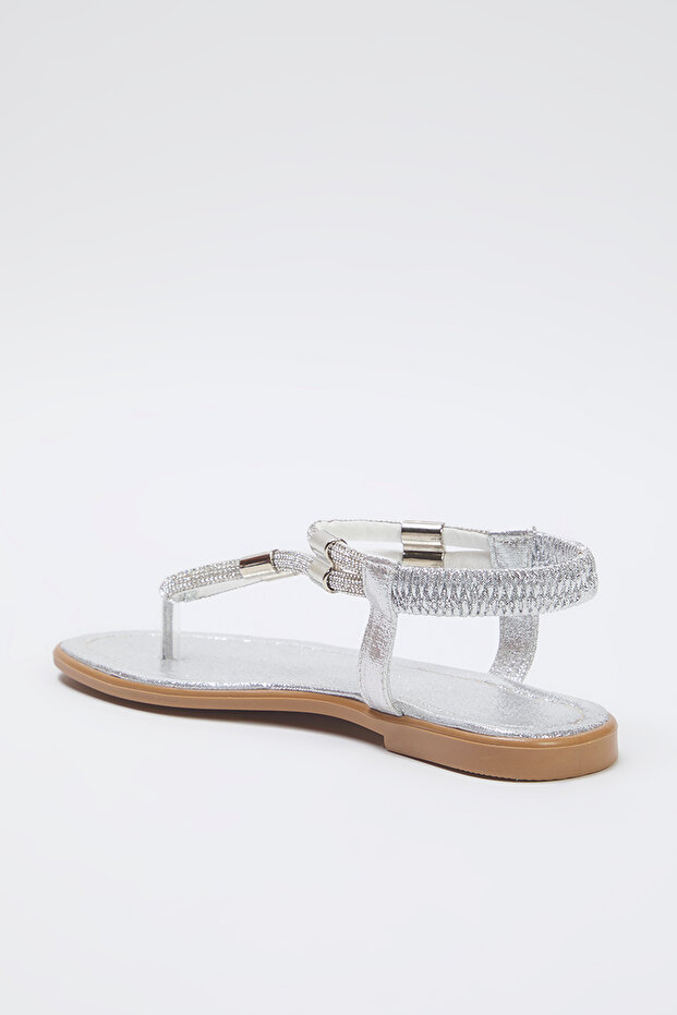 Silberne Stein Flip Flop Knöchel elastische Damen Sandalen TAKSS25SD00004 - 6