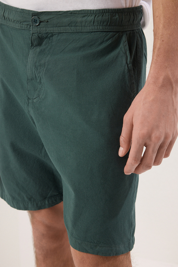 Koyu Yeşil Loose Fit Pamuklu Bağcıklı Şort TMNSS23SR00056 - 3
