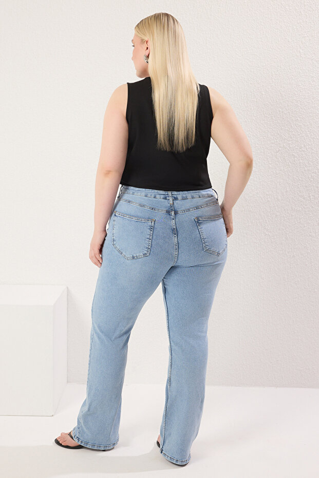 Mavi Yüksek Bel Comfort İspanyol Paça Flare Fit Jeans TBBSS25CJ00015 - 5