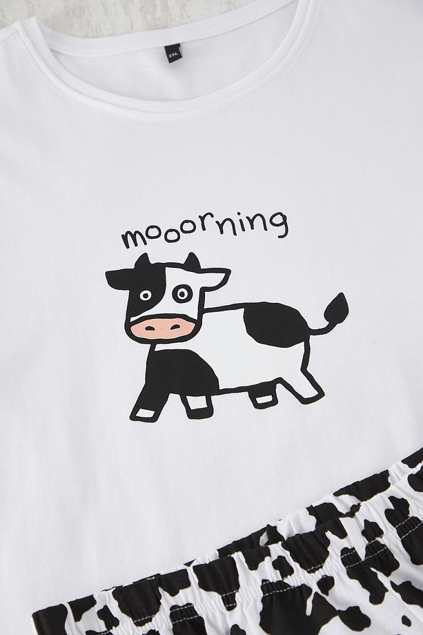 Ekru Animal Desenli Örme Pijama Takımı TBBSS25AI00066 - 3