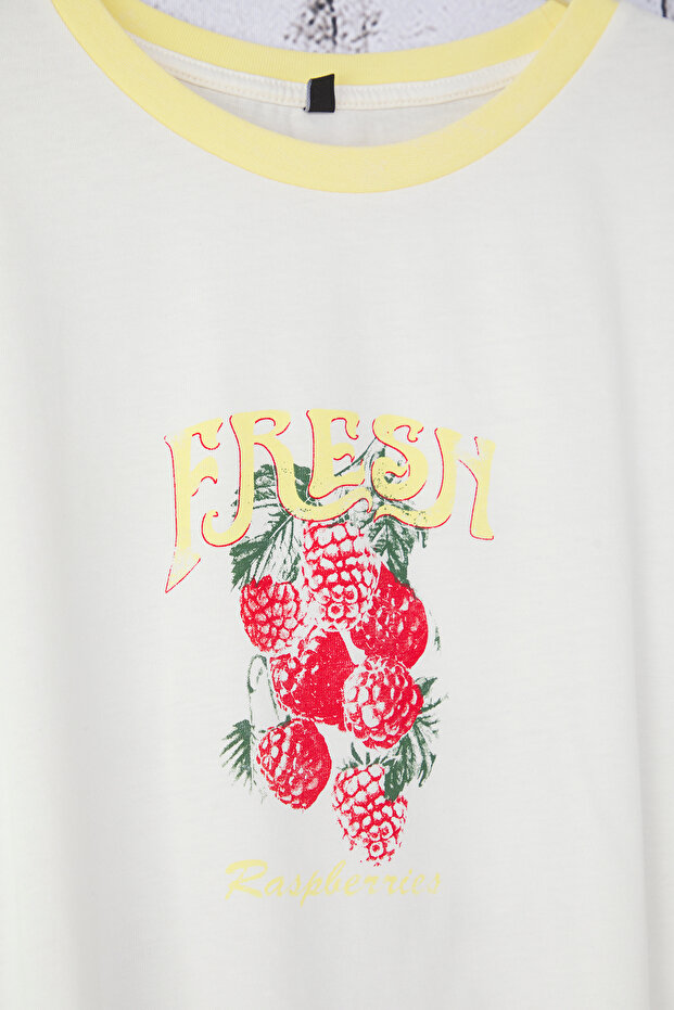 Sárga Boyfriend Fit nyomott mosható nagy méretű póló - 100% pamut TBBSS25BF00055 - 7