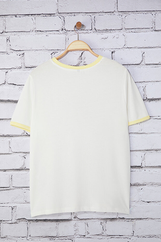 Sárga Boyfriend Fit nyomott mosható nagy méretű póló - 100% pamut TBBSS25BF00055 - 9