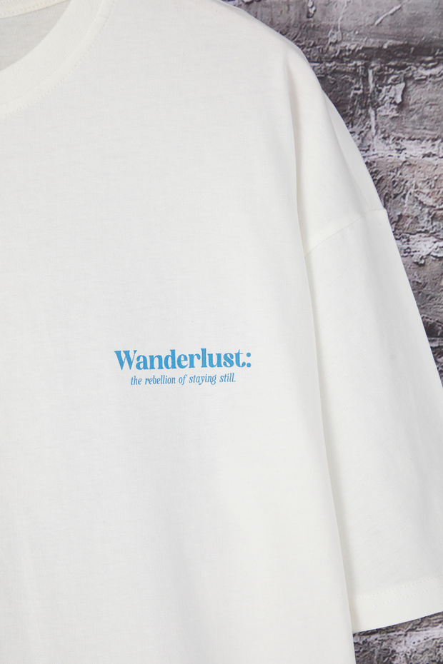 Ekru Oversize/Geniş Kesim Baskılı %100 Pamuklu T-Shirt TMNSS25TS00223 - 8