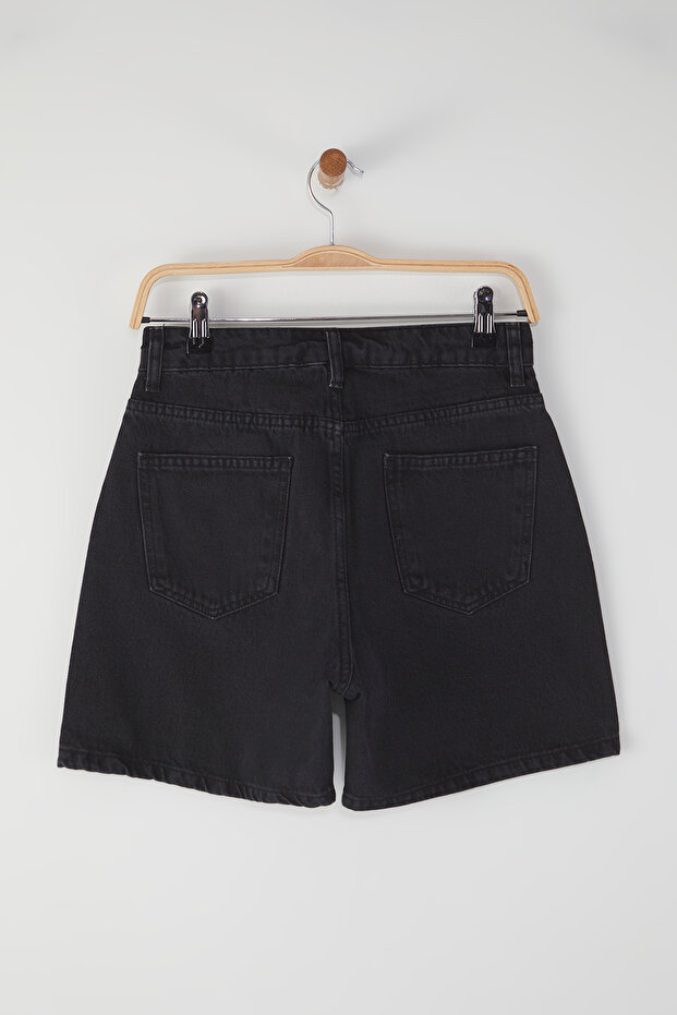 Siyah Normal Bel City Boy Denim Şort TWOSS25SR00173 - 6
