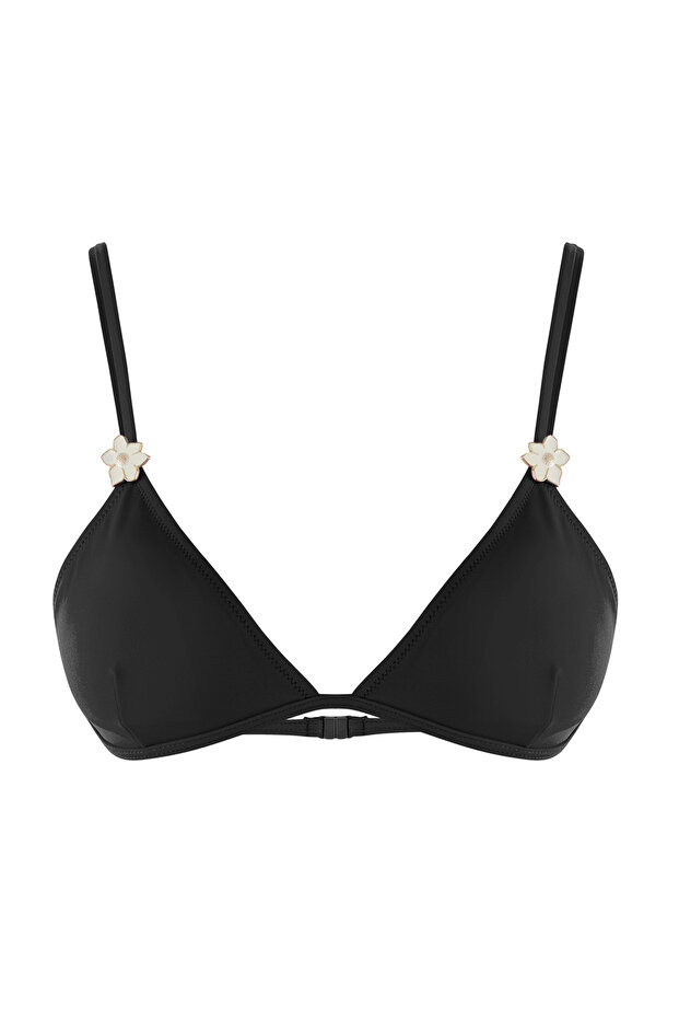 Siyah Aksesuarlı Üçgen Kaplı Bikini Üstü TBESS25BU00033 - 5