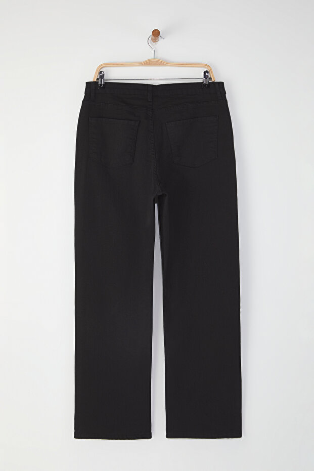 Solmayan Siyah Yüksek Bel Büyük Beden Straight Fit Jeans TBBSS25CJ00036 - 7