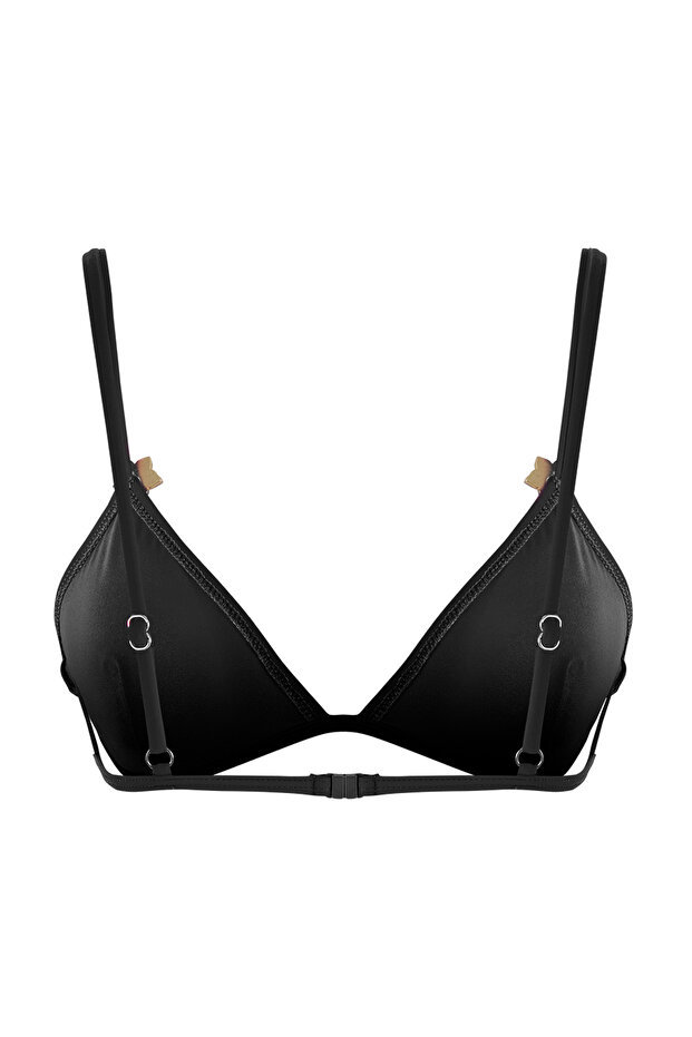 Siyah Aksesuarlı Üçgen Kaplı Bikini Üstü TBESS25BU00033 - 6