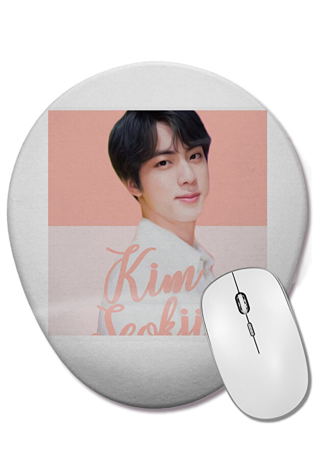 Bts Jin Oval Mouse Pad with Wrist Support - 1
