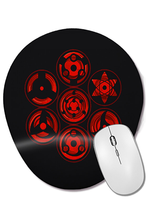 Sharingan Oval Mouse Pad with Wrist Support - 1