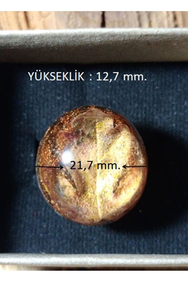 EPOKSİ REÇİNE GERÇEK YAPRAK EL YAPIMI AYARLANABİLİR YÜZÜK PASLANMAZ - 6
