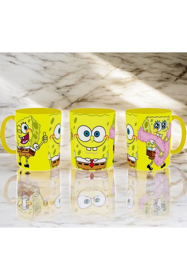 Sünger Bob Kupa Bardak Süngerbob Kupa İçi ve Kulbu Sarı - 4