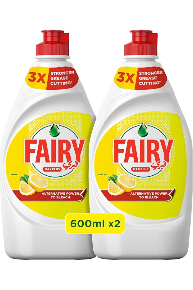 Max Plus Lemon Dishwashing Liquid with Bleach Alternative Power, 2x600ml - 1