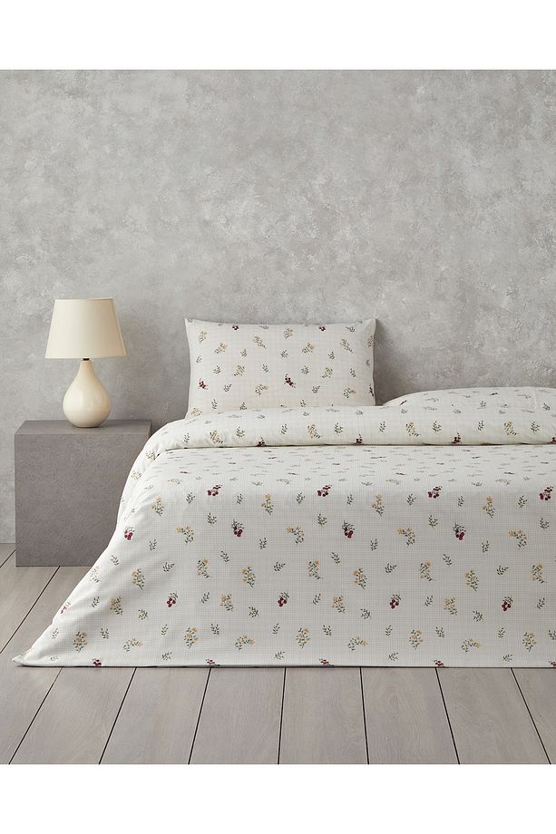 Delicate Spring Kolay Ütülenir Tek Kişilik Nevresim Takımı 160x220 cm Yeşil – Kırmızı - 1