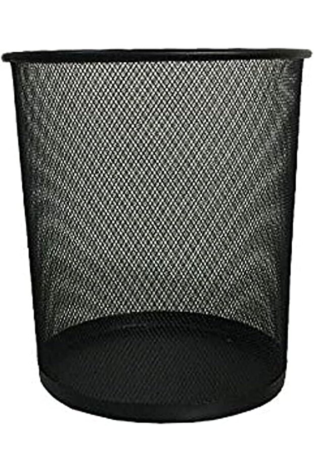 Metal & Mesh Round Waste Bin (Medium, Black)