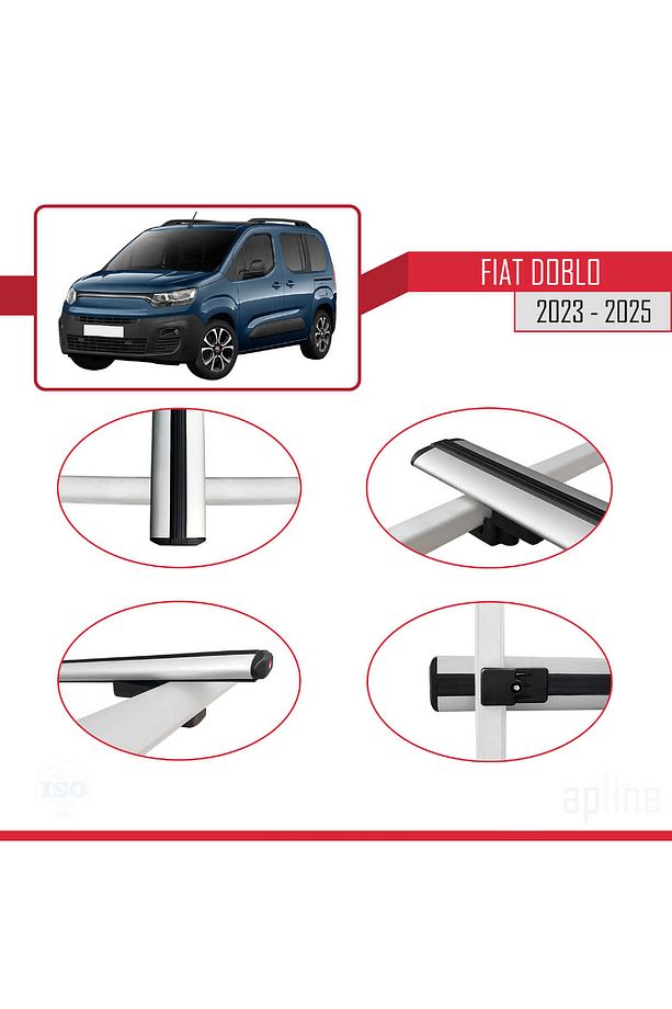 Fiat Doblo 3 2023 Ve Sonrası Ile Uyumlu Basıc Model Ara Atkı Tavan Barı Gri 2 Adet - 5