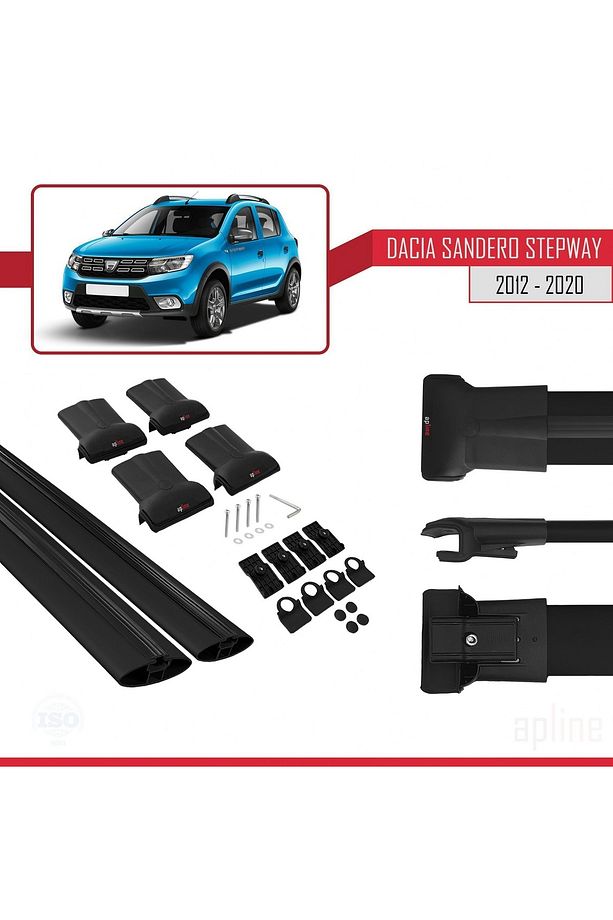 Dacia Sandero Stepway 2 2012-2020 Arası ile Uyumlu FLY Model Ara Atkı Tavan Barı Siyah 2 Adet - 5