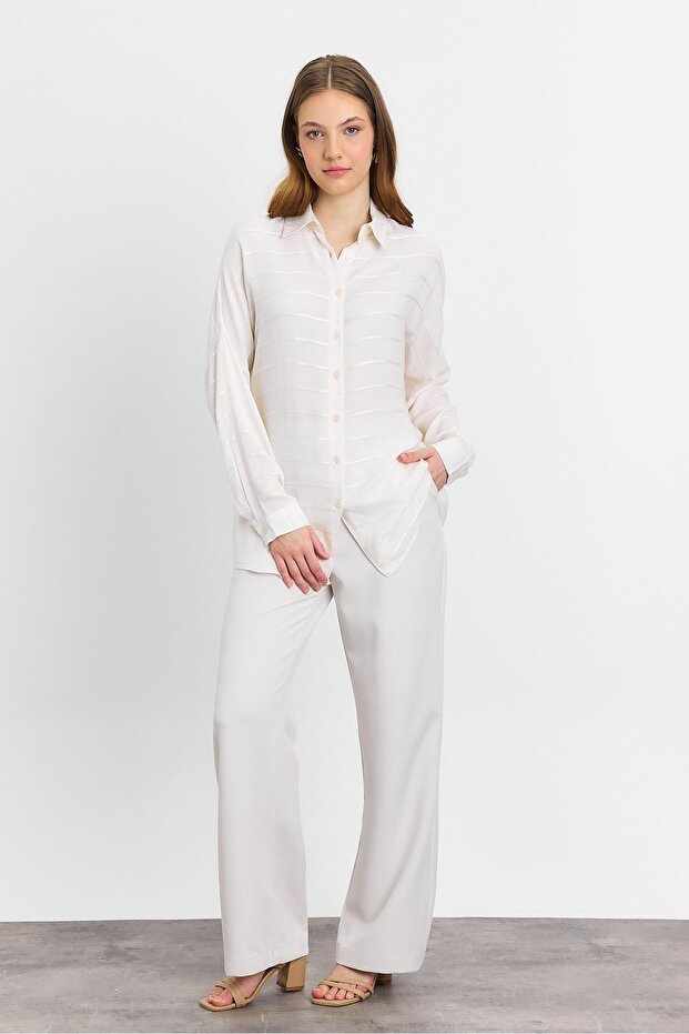 Prugasto Ležerna košulja - bež - 2