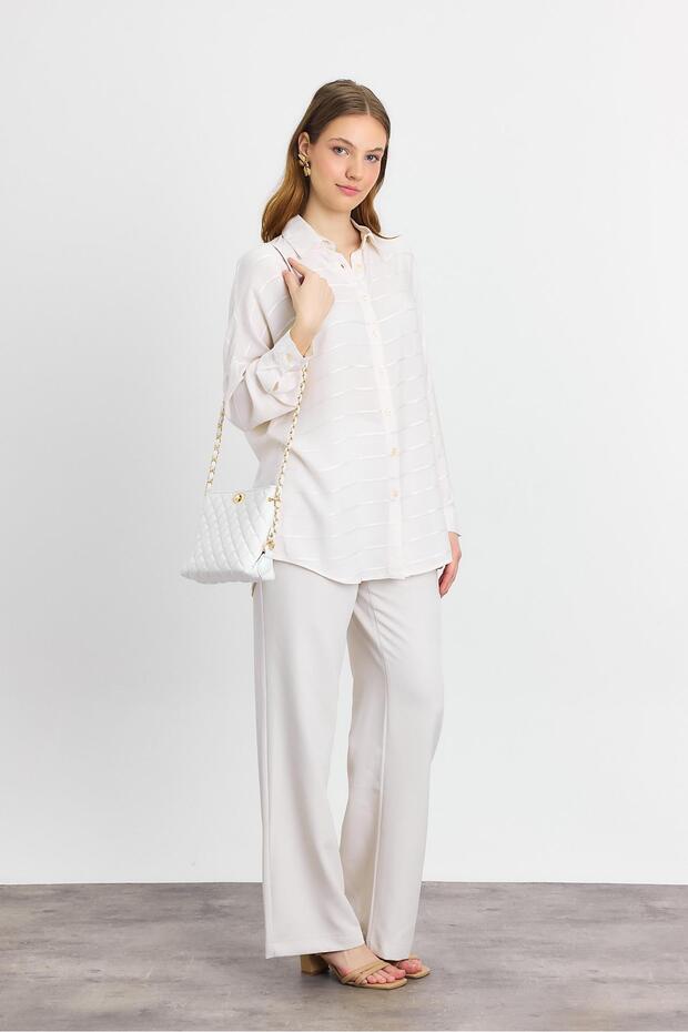 Prugasto Ležerna košulja - bež - 8