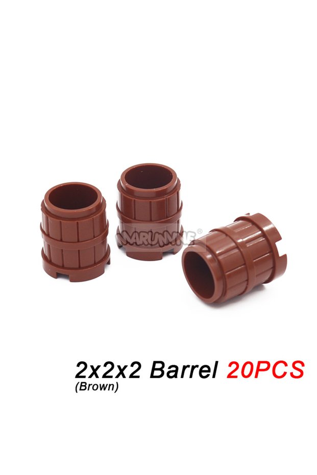 2x2x2 Barrel Brown Marumine MOC Bricks City Accessories Basket Bread Fruit Food Barrel Container Pir