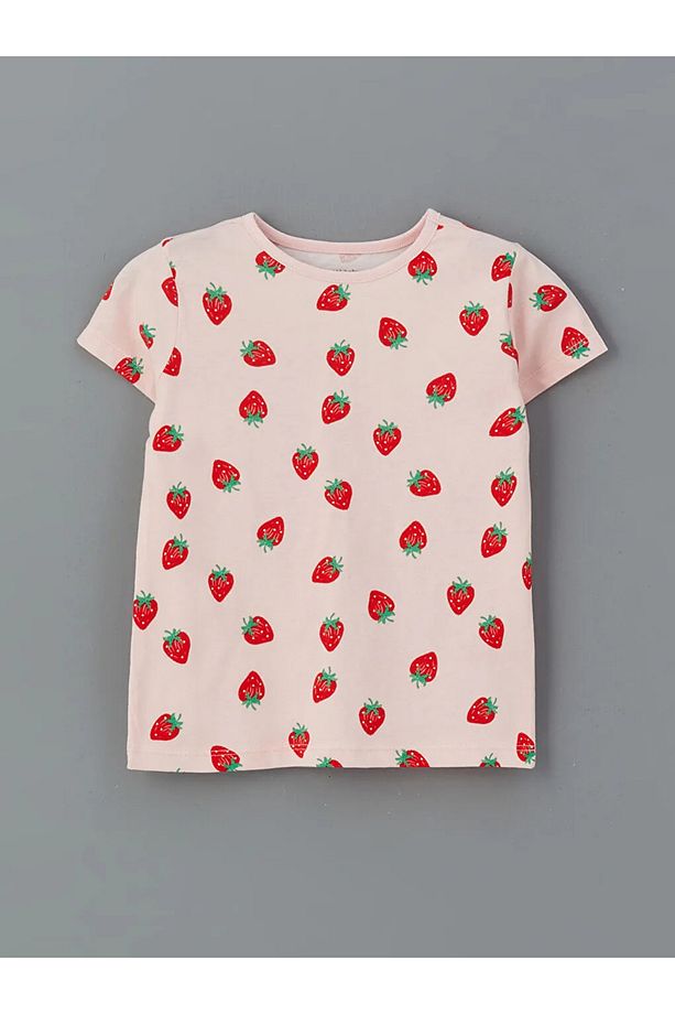 LCW baby Ekru Çilek Baskılı Kız Bebek Şortlu Pijama Takım 2'li - 4