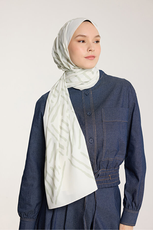 Pure Tone Shawl - V Pattern - Ivory - Çağla