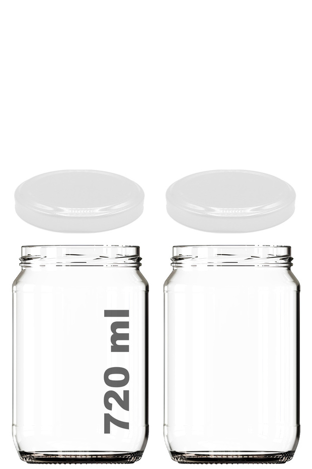 720 ml Honey Jar with Metal Lid 720 Cc Transparent Canning Jar 2 Pieces (Takes 1 kg Honey)