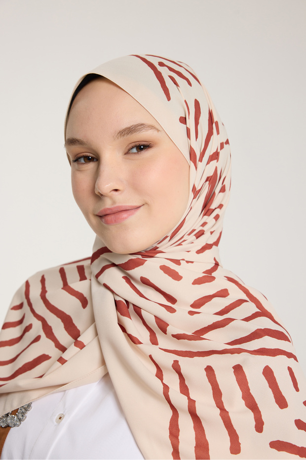 Pure Tone Shawl - V Pattern - Beige - Tan