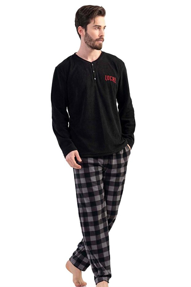 Vienetta Erkek Polar Uzun Kollu Pijama Takımı - 1