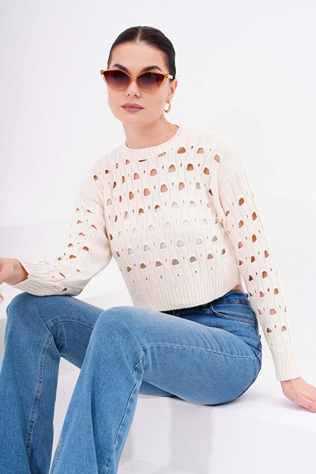 Kadın File Triko Örme Kazak 245141 - - 2