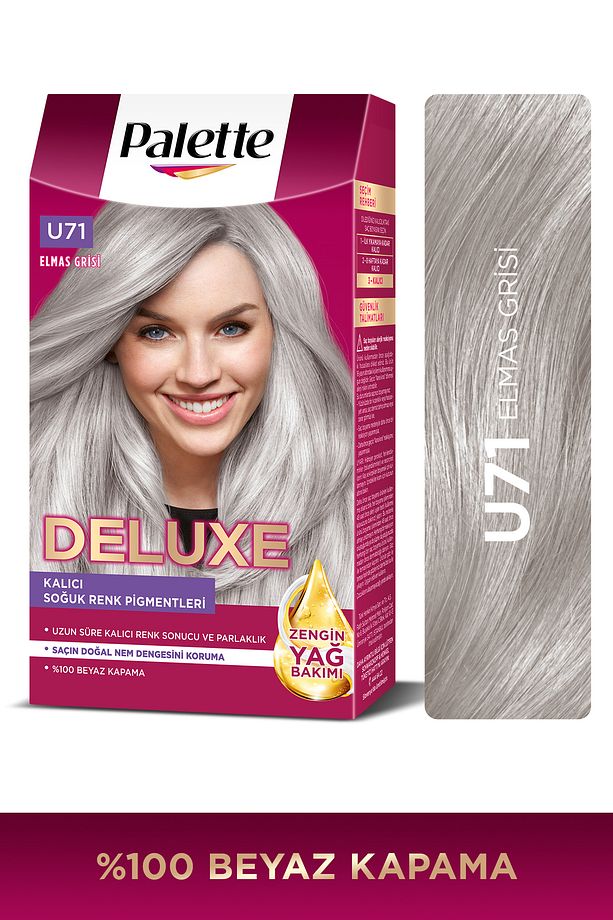 DELUXE SAÇ BOYASI U71 ELMAS GRİSİ - 1