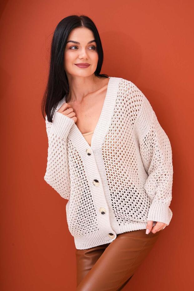 Women's Button-Closed Knitwear Long Cardigan 260334 - 265214